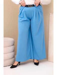 MladaModa Široké oversize nohavice z viskózy model 0054 svetlomodré