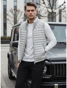 Dstreet Moderná šedá pánska vesta bez kapucne