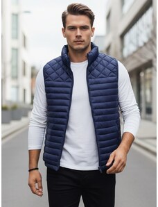 Dstreet Moderná modrá pánska vesta bez kapucne