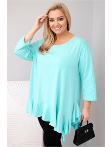 MladaModa Bavlnená oversize blúzka s volánmi model 25196 mentolová