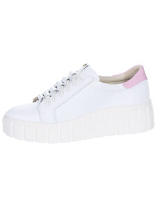OLIVIA SHOES Bielo tenisky s ružovou pätou s nariasením na jazyku 8000