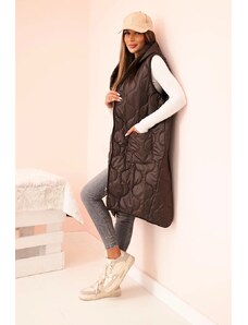 Dámska dlhá prešívaná vesta Saška hnedá