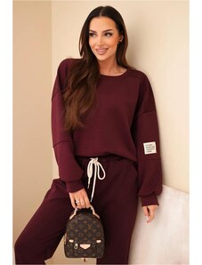 MladaModa Viskózová tepláková súprava model 7065P tmavá bordová