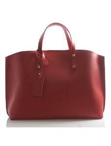 Dámska kožená kabelka do ruky červená - Delami Vera Pelle Lewinna červená