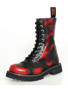 Topánky kožené unisex - - KMM - Red/Black-100