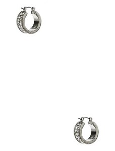 GUESS náušnice Silver-Tone Rhinestone Logo Hoop Earrings, 9027