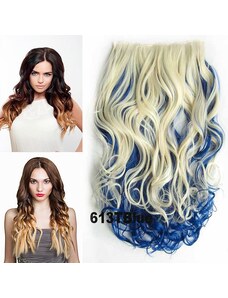 Girlshow Clip in pás vlasov - kučery 55 cm - ombre odtieň - odtieň 613 T Blue