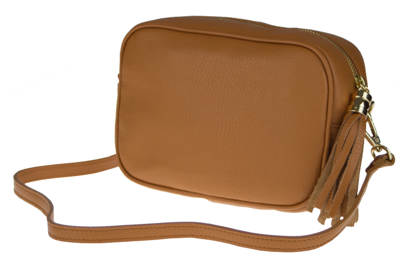 Camel kožená talianska crossbody kabelka Bala Camel s prídavným pruhom IV NovaKabelka.sk