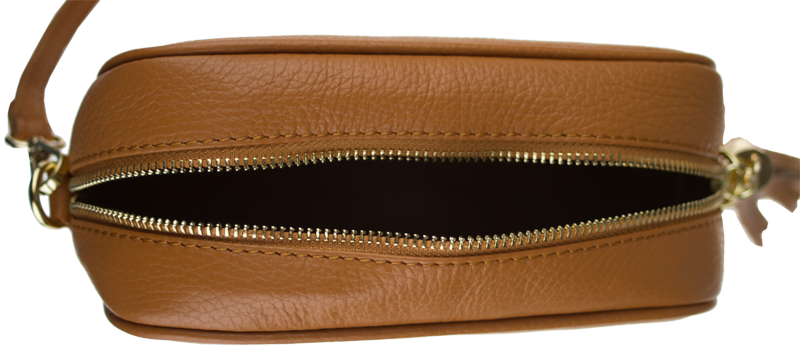 Camel kožená talianska crossbody kabelka Bala Camel s prídavným pruhom IV NovaKabelka.sk