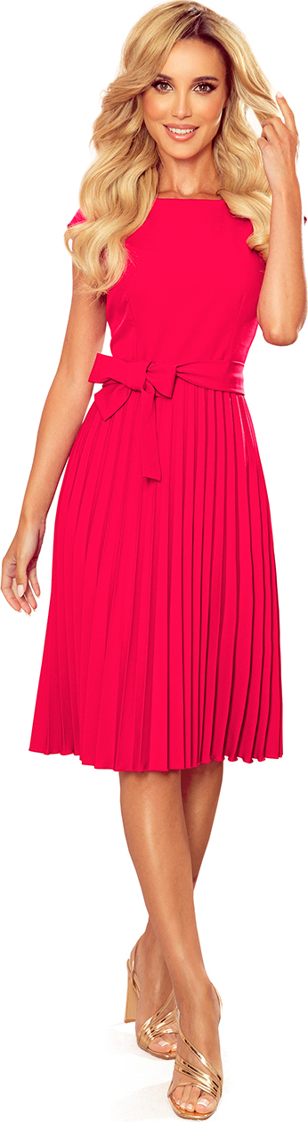 NUMOCO Malinové šaty s plisovanou sukňou CELESTE 311-5