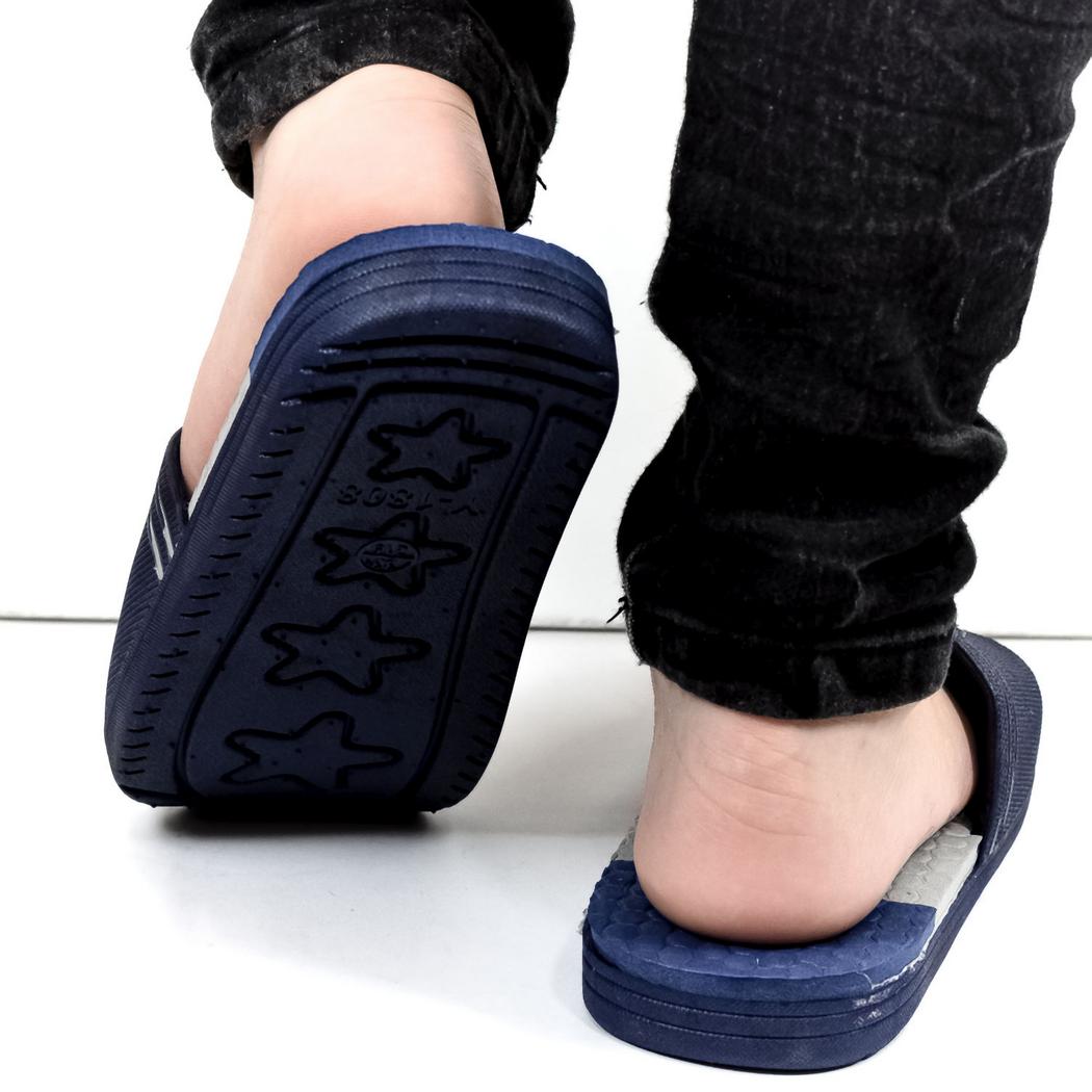 JOHN-C Detské modro-sivé šľapky DINO