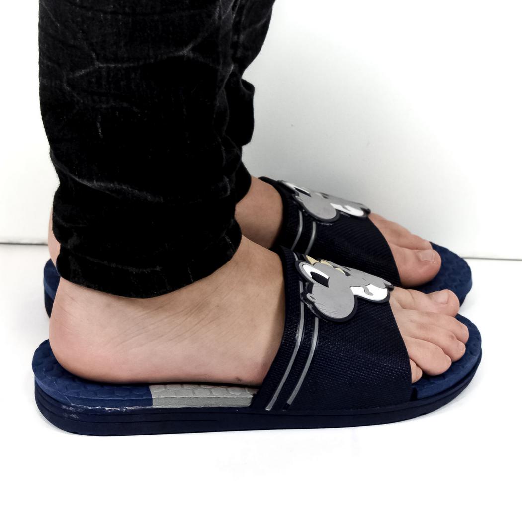 JOHN-C Detské modro-sivé šľapky DINO