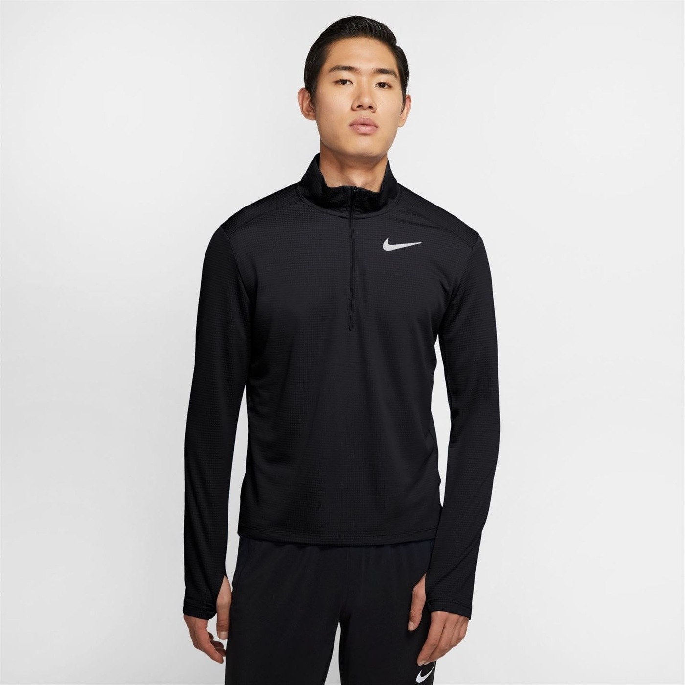 Mens Nike Half Zip Core Long Sleeve Running Top Black, T-Shirts | Nielsen Animal
