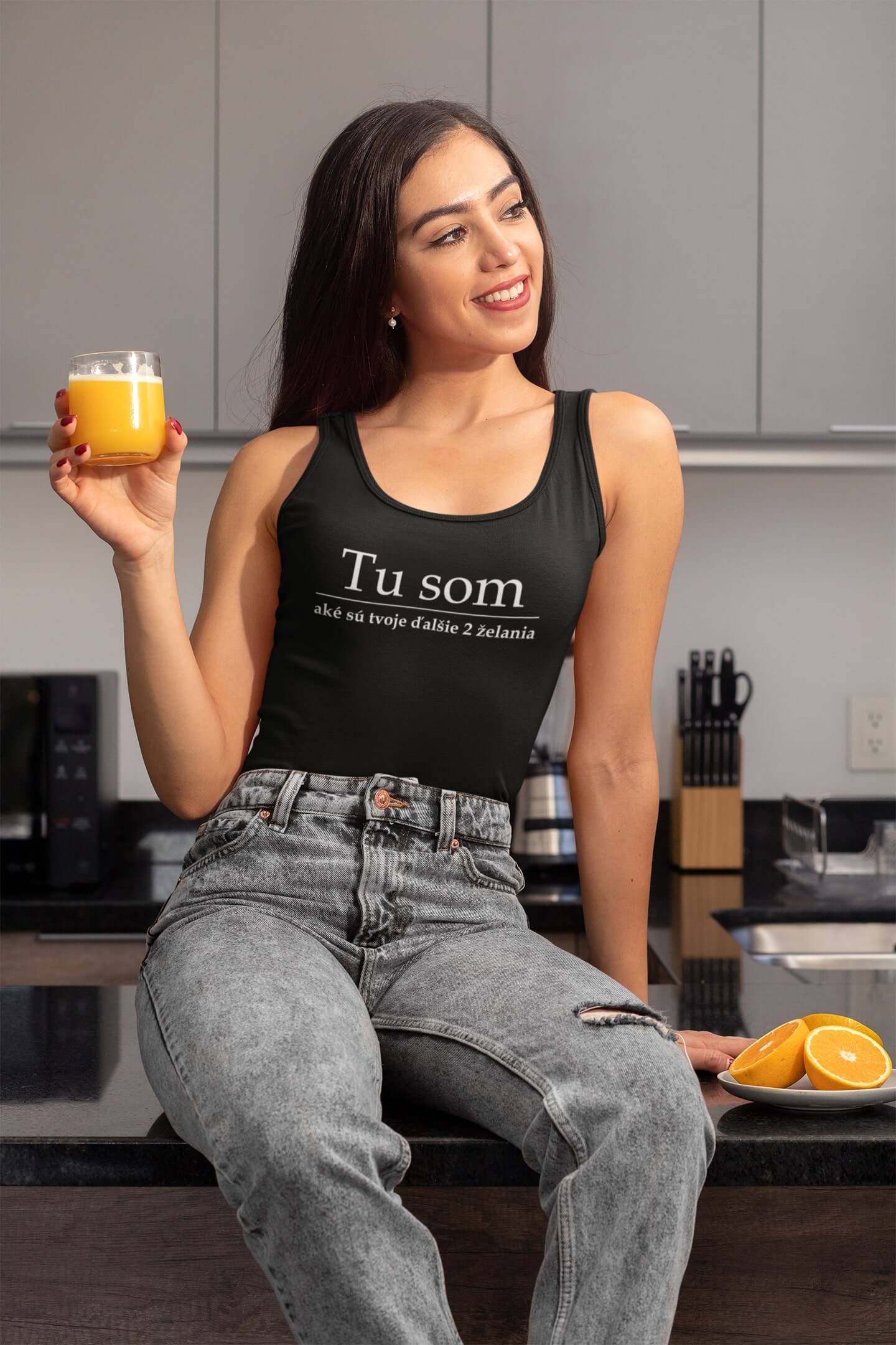 MMO Dámske tielko Tu som Vyberte farbu: Žltá, Vyberte veľkosť: XS