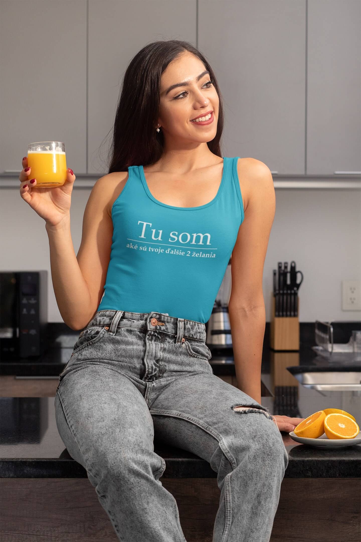 MMO Dámske tielko Tu som Vyberte farbu: Žltá, Vyberte veľkosť: XS