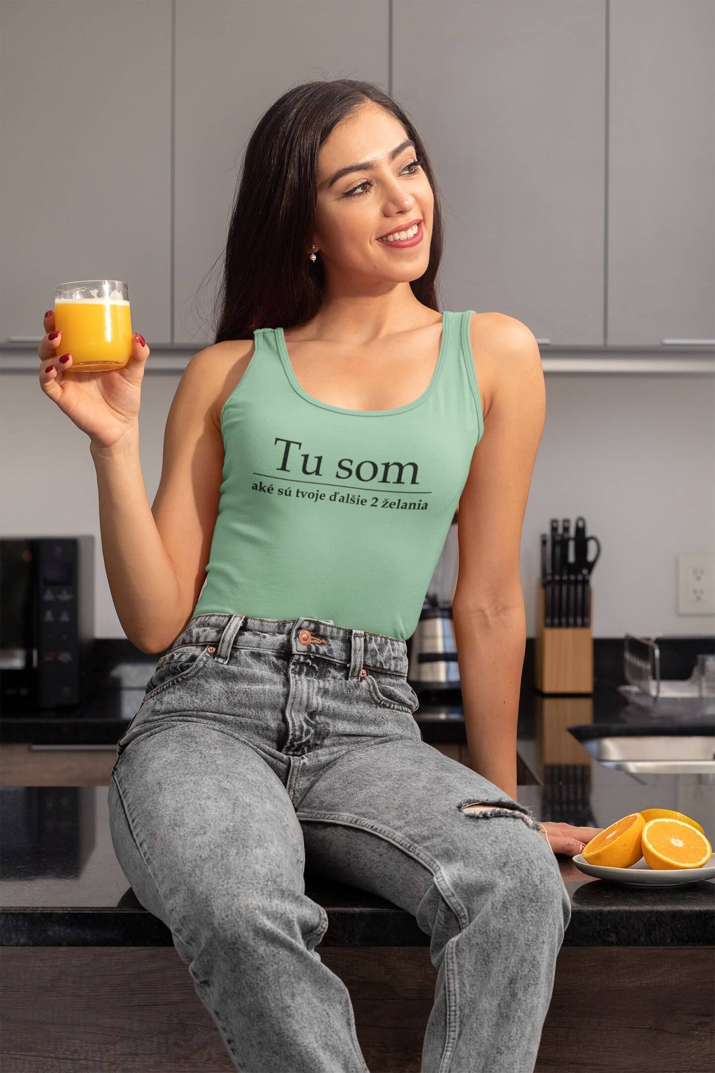 MMO Dámske tielko Tu som Vyberte farbu: Žltá, Vyberte veľkosť: XS