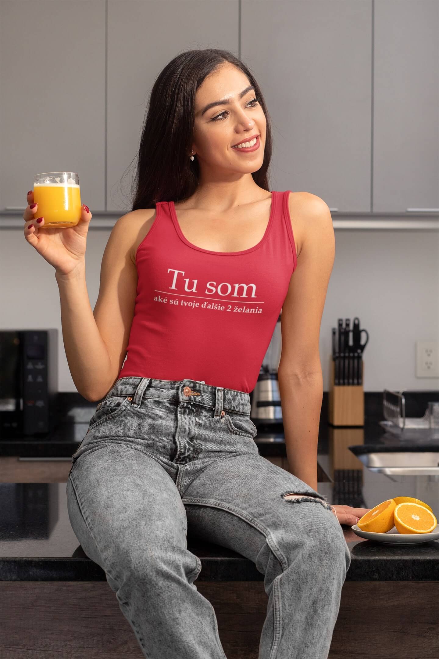 MMO Dámske tielko Tu som Vyberte farbu: Žltá, Vyberte veľkosť: XS