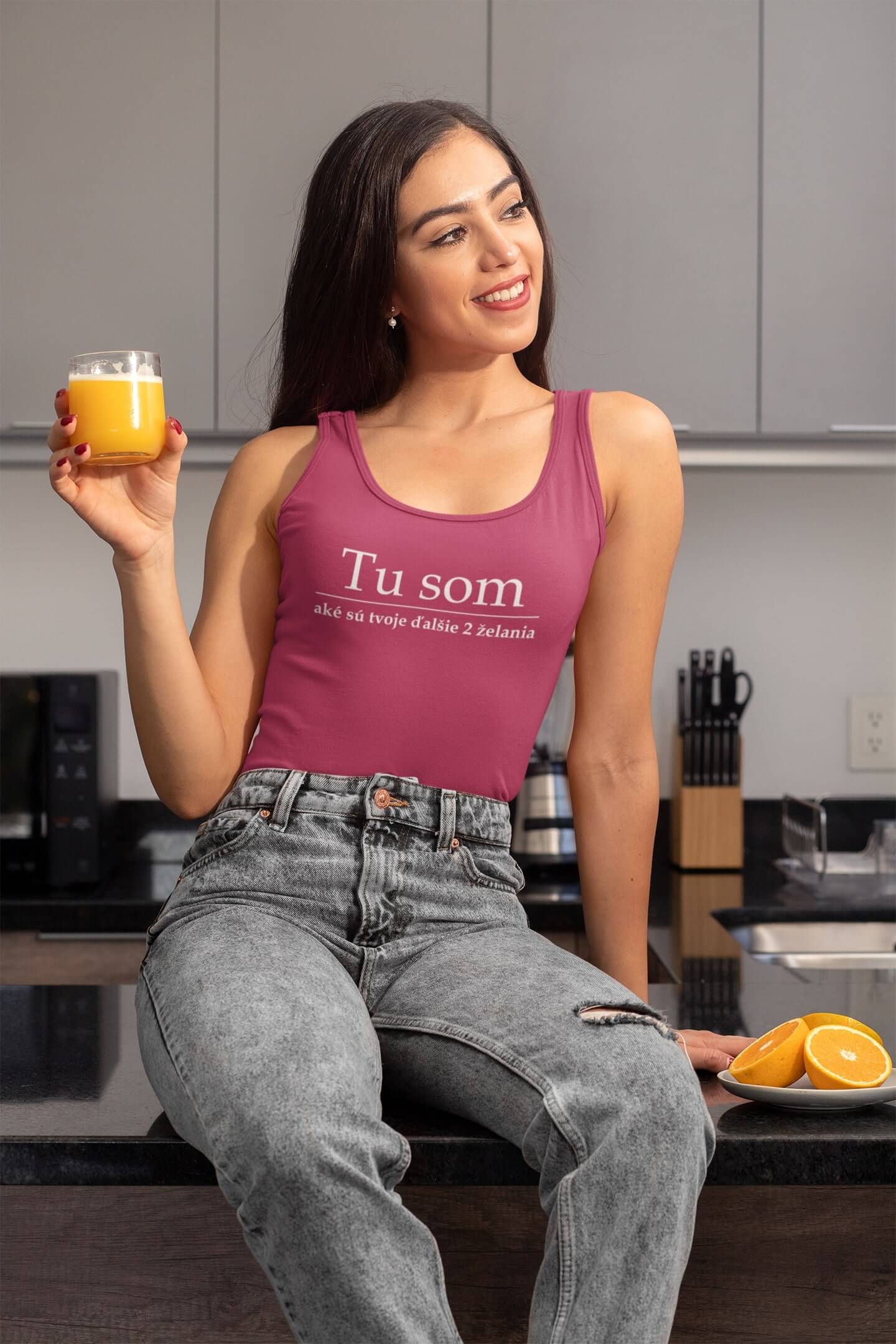 MMO Dámske tielko Tu som Vyberte farbu: Žltá, Vyberte veľkosť: XS