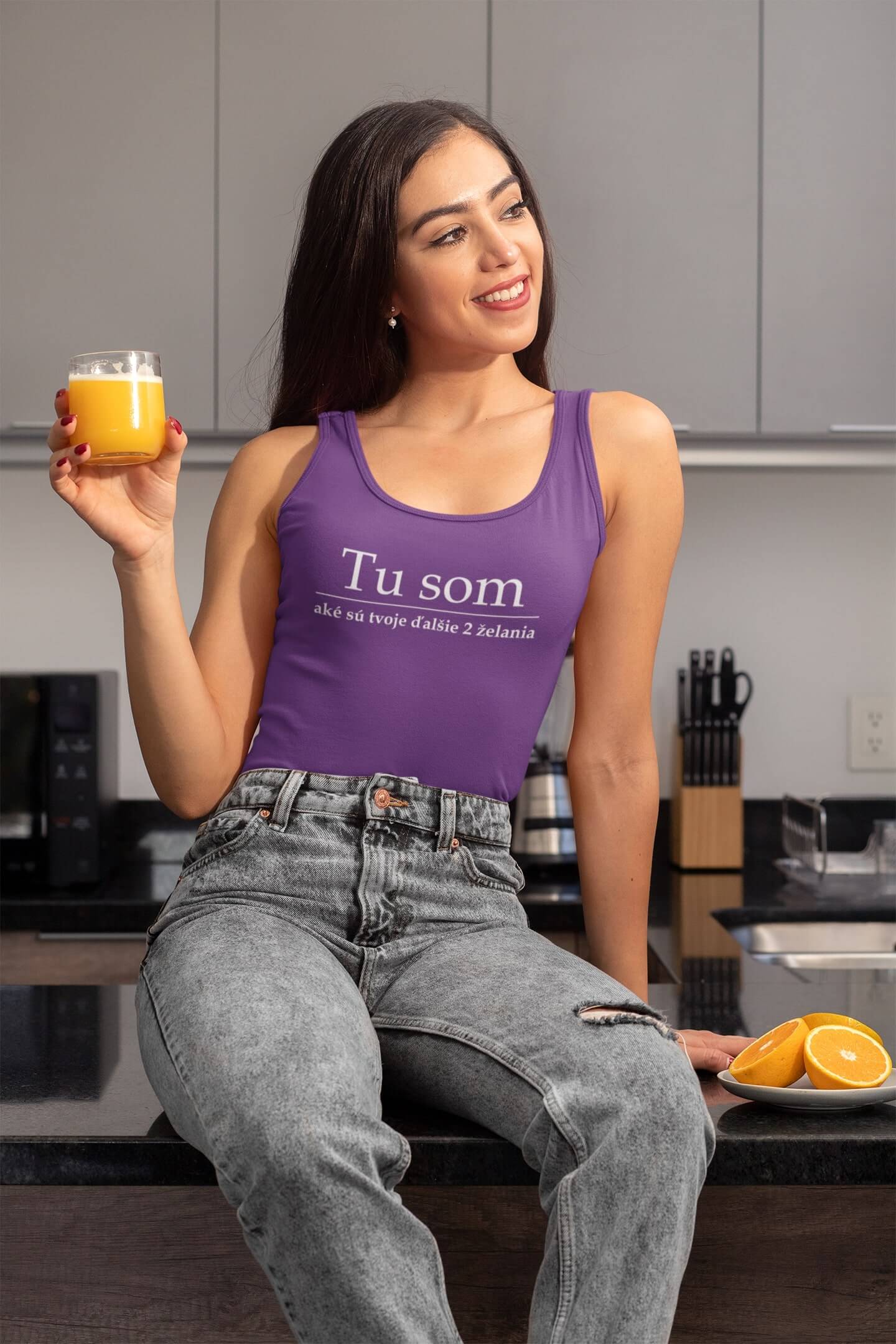 MMO Dámske tielko Tu som Vyberte farbu: Žltá, Vyberte veľkosť: XS