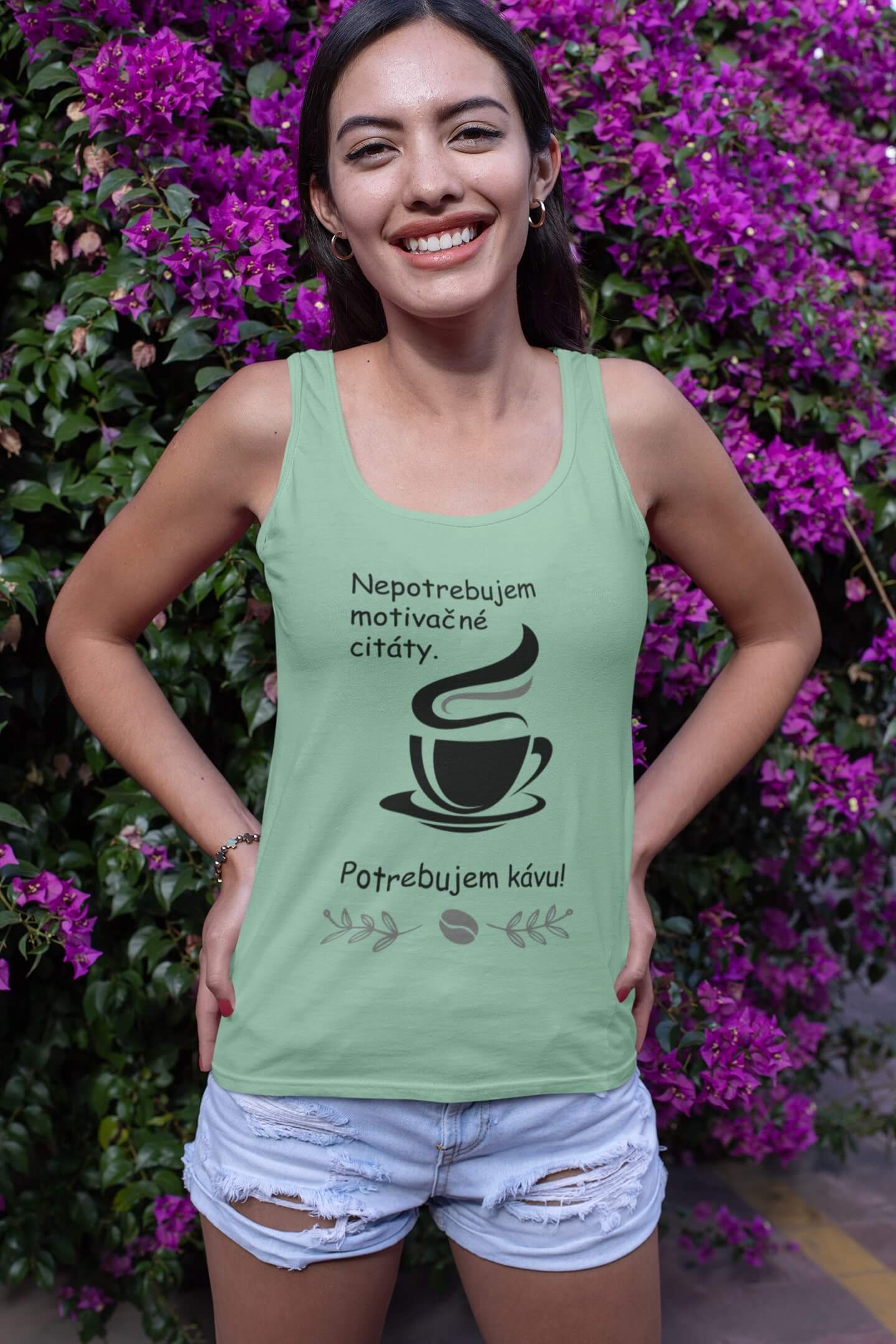 MMO Dámske tielko Potrebujem kávu Vyberte farbu: Žltá, Vyberte veľkosť: XS