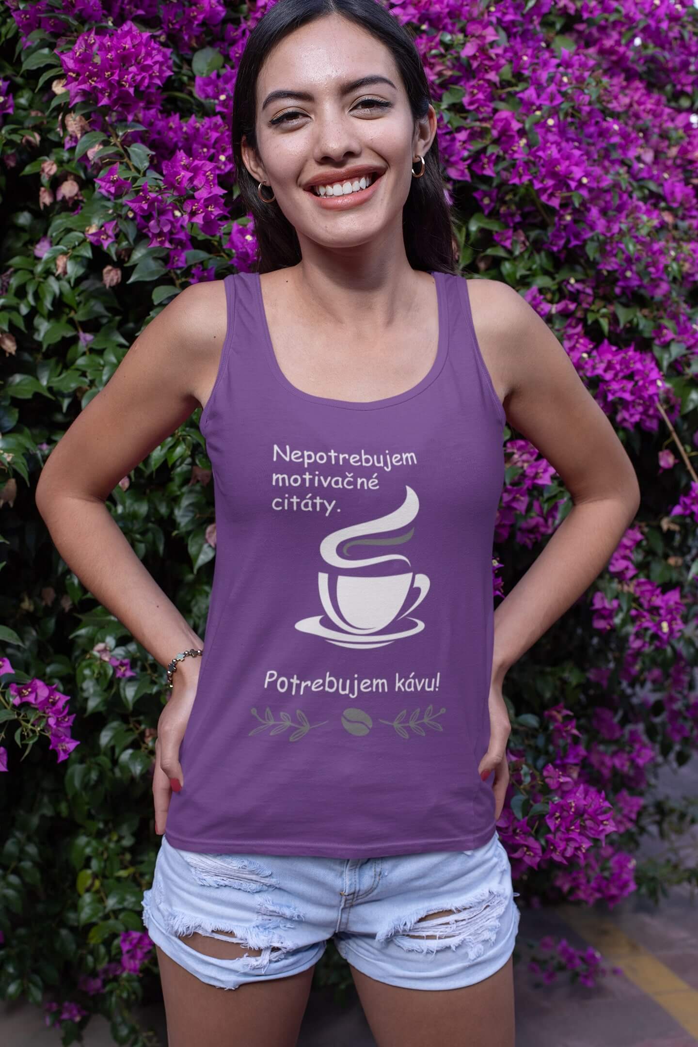 MMO Dámske tielko Potrebujem kávu Vyberte farbu: Žltá, Vyberte veľkosť: XS