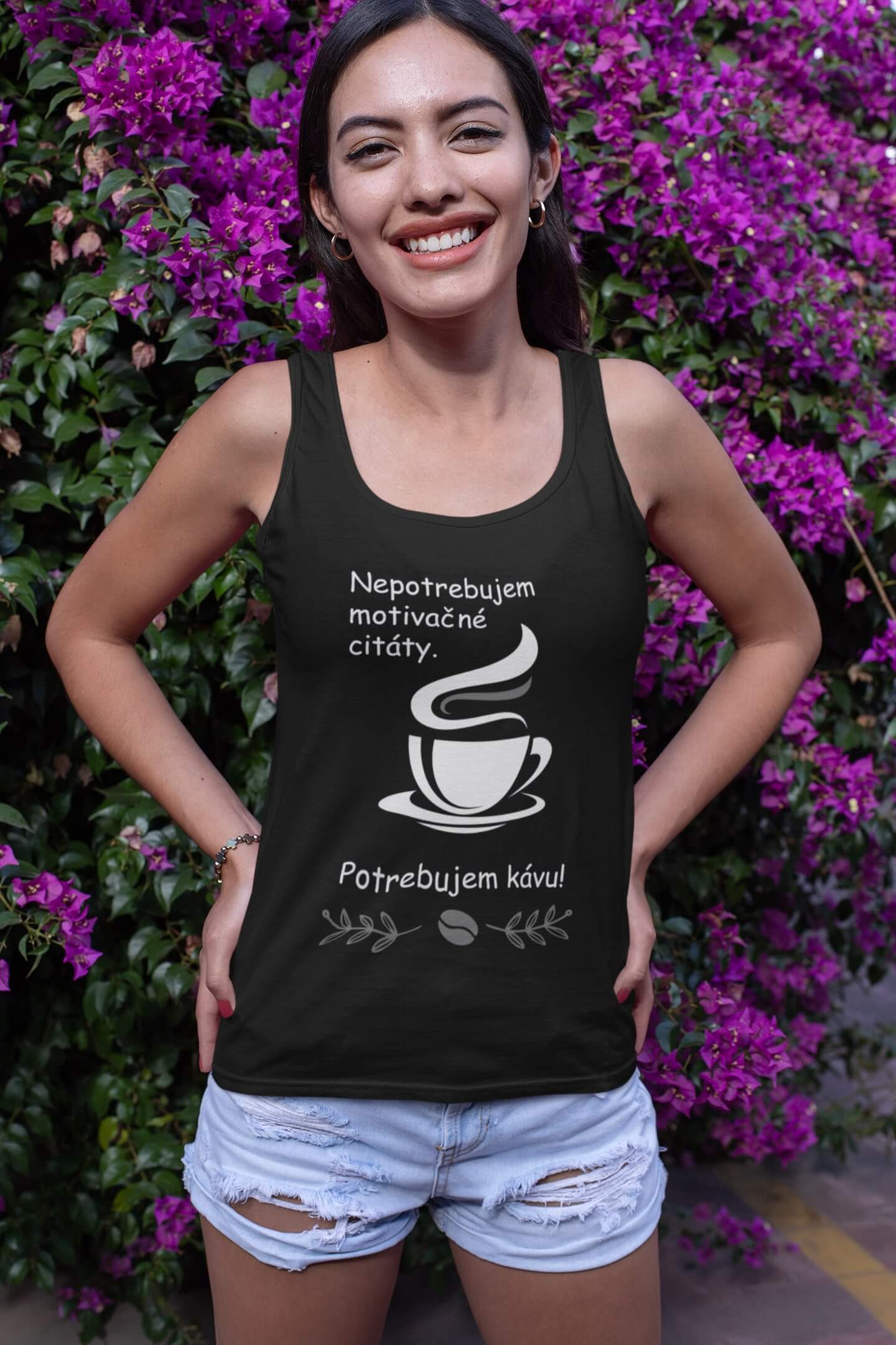 MMO Dámske tielko Potrebujem kávu Vyberte farbu: Žltá, Vyberte veľkosť: XS