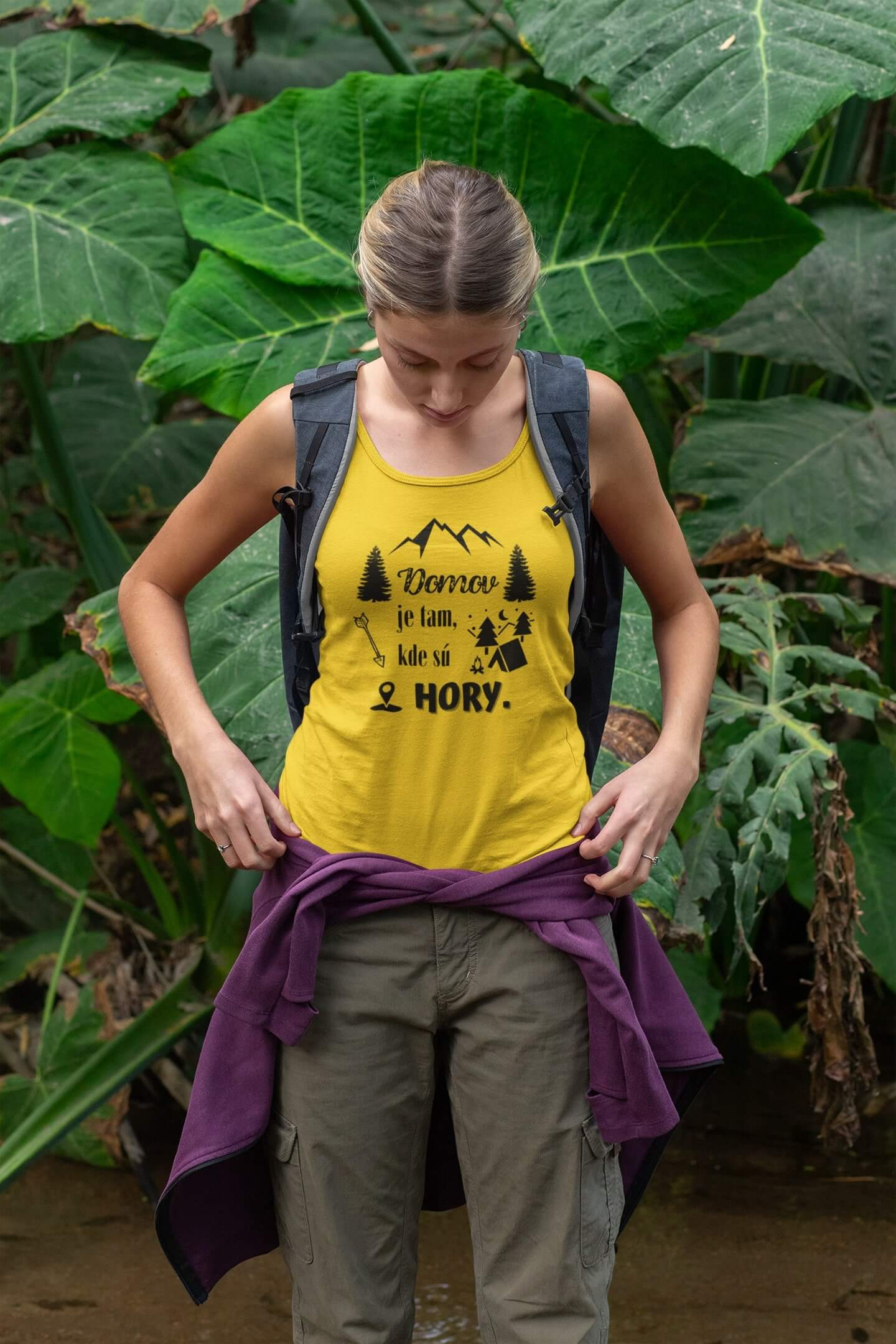 MMO Dámske tielko Domov je tam, kde sú hory Vyberte farbu: Žltá, Vyberte veľkosť: XS