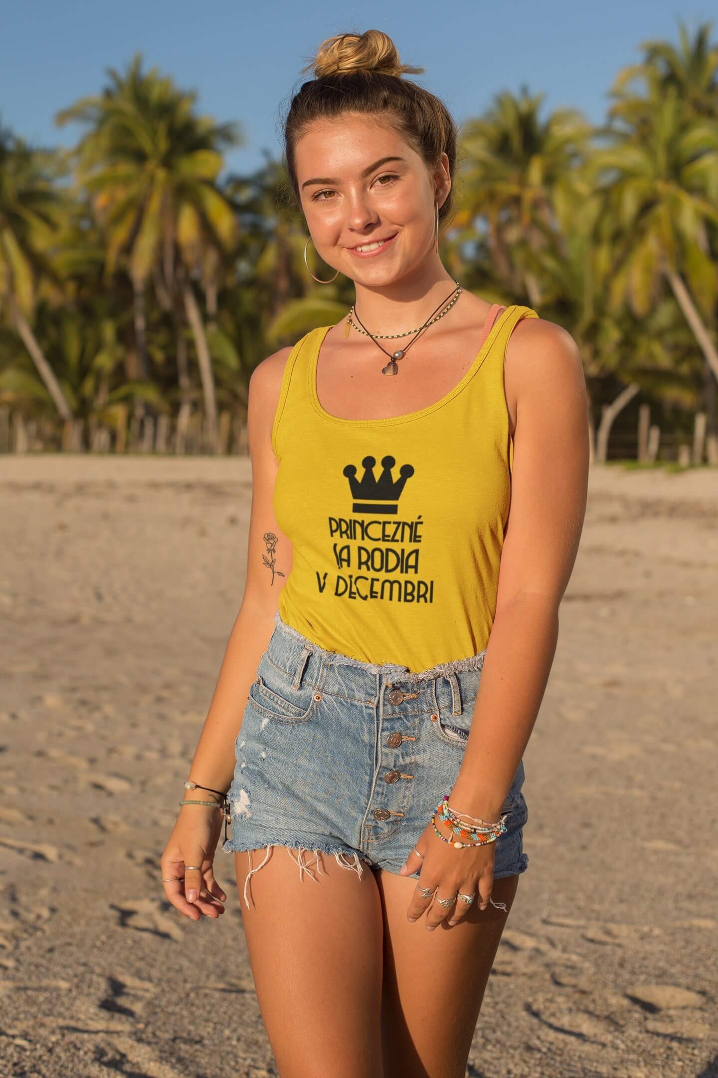 MMO Dámske tielko Princezné sa rodia v decembri Vyberte farbu: Žltá, Vyberte veľkosť: XS