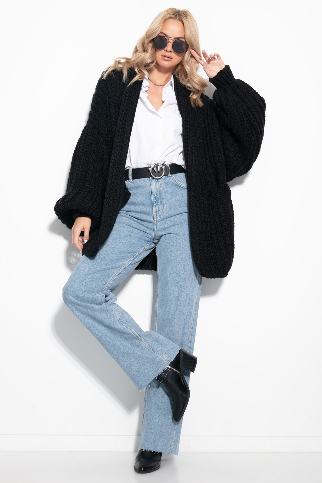 Glara Oversized dámsky vlnený kardigan
