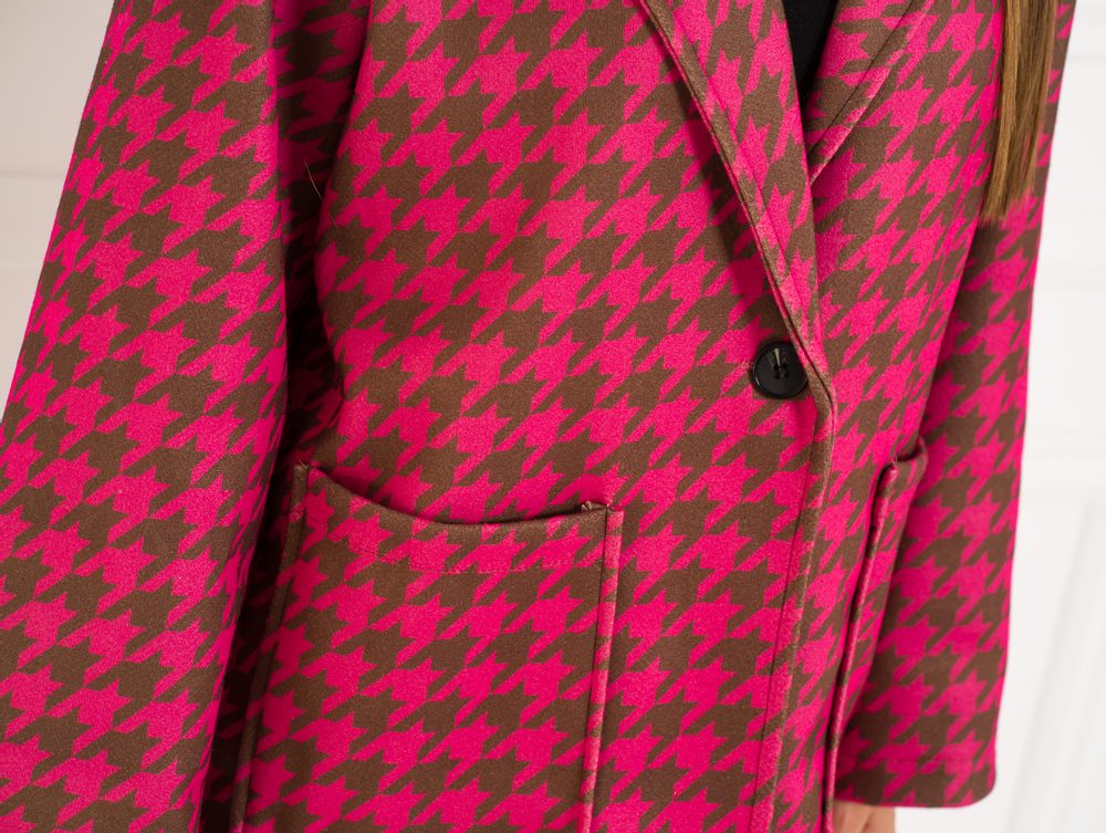 Glamorous by Glam Dámsky oversize kabát pepito vzor fuchsiový