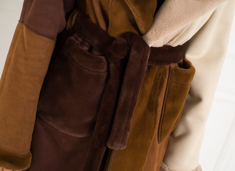 Due Linee Dámsky obojstranný kabát tricolor hnedá