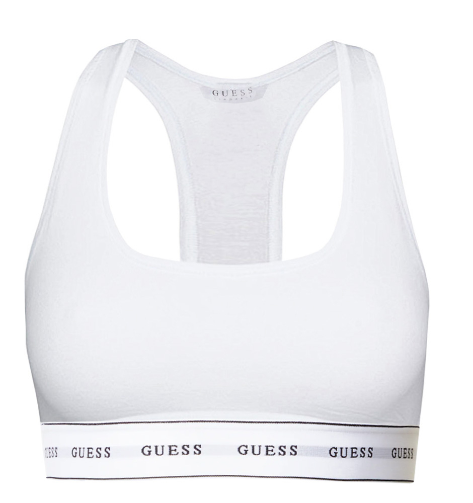 GUESS - biela braletka z organickej bavlny s logom GUESS - limitovaná edícia