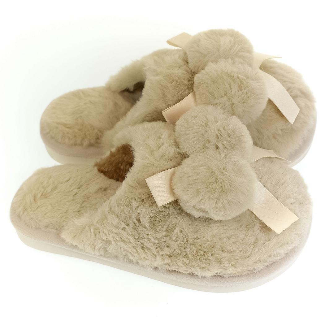 JOHN-C Detské béžové papuče BOW