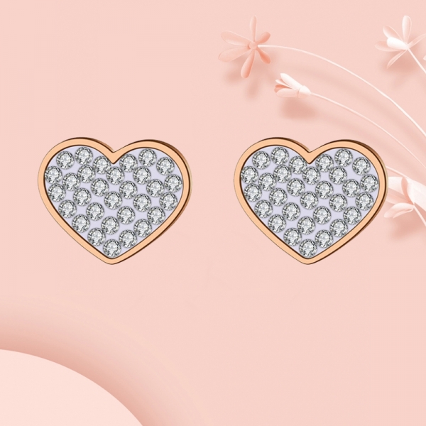 Victoria Filippi Stainless Steel Ocelové náušnice se zirkonem Yara Gold - pecky, srdce