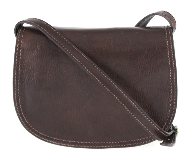 Vera Pelle Kožená crossbody dámska kabelka Enila I Fratelli tmavá hnedá