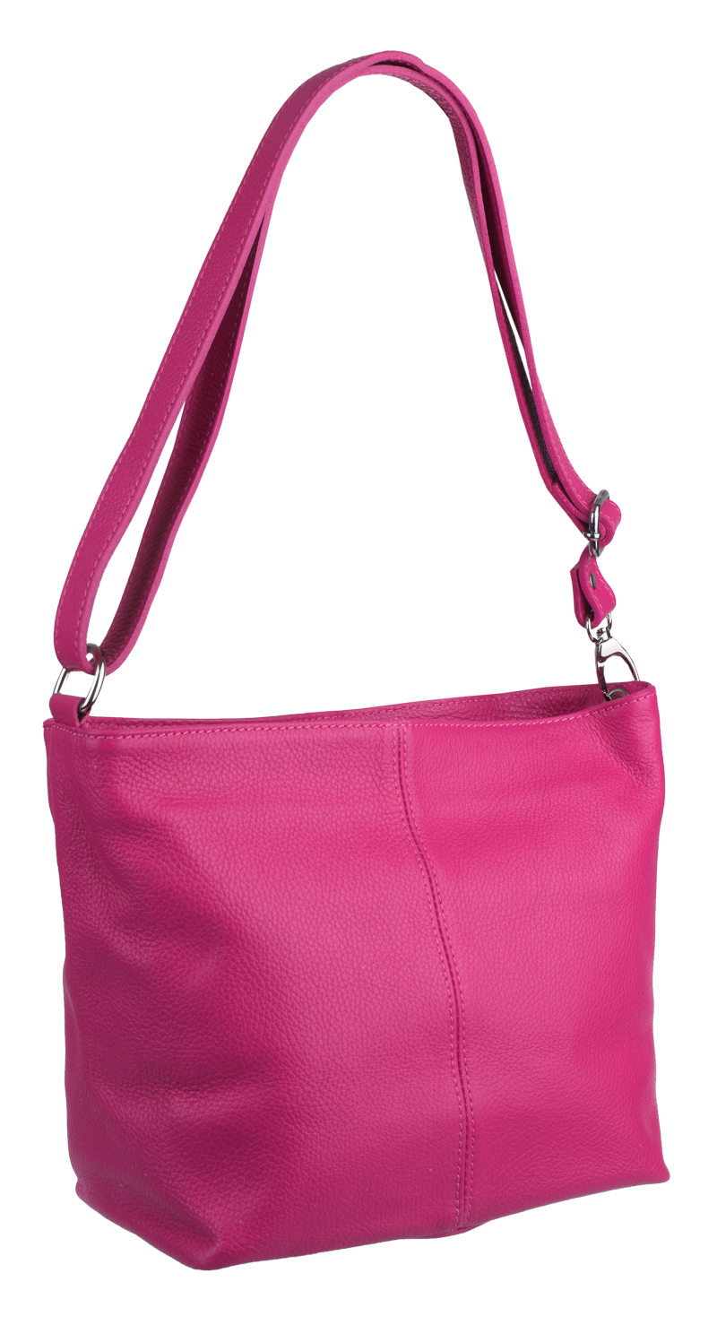 Ružová kožená talianska crossbody kabelka Prisca Fuxia Scura s prídavným pruhom IV NovaKabelka.sk