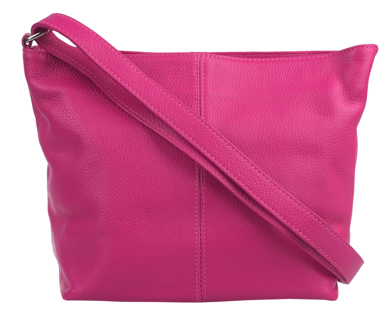 Ružová kožená talianska crossbody kabelka Prisca Fuxia Scura s prídavným pruhom IV NovaKabelka.sk