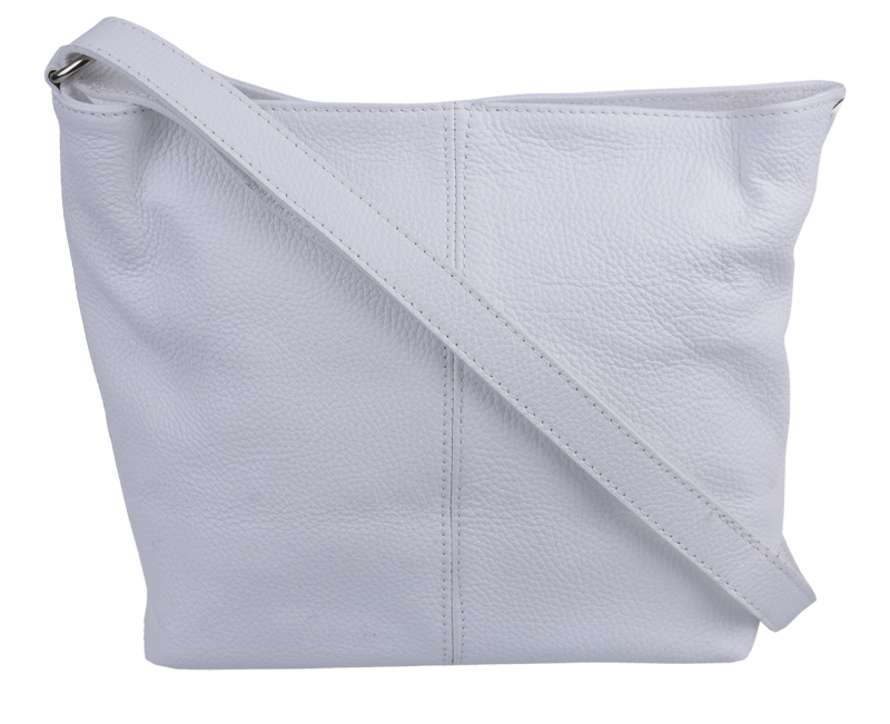 Biela kožená talianska crossbody kabelka Prisca Bianca s prídavným pruhom X NovaKabelka.sk