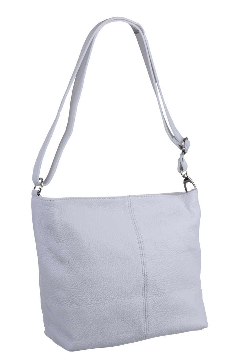 Biela kožená talianska crossbody kabelka Prisca Bianca s prídavným pruhom X NovaKabelka.sk