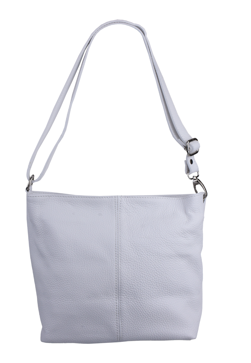Biela kožená talianska crossbody kabelka Prisca Bianca s prídavným pruhom X NovaKabelka.sk