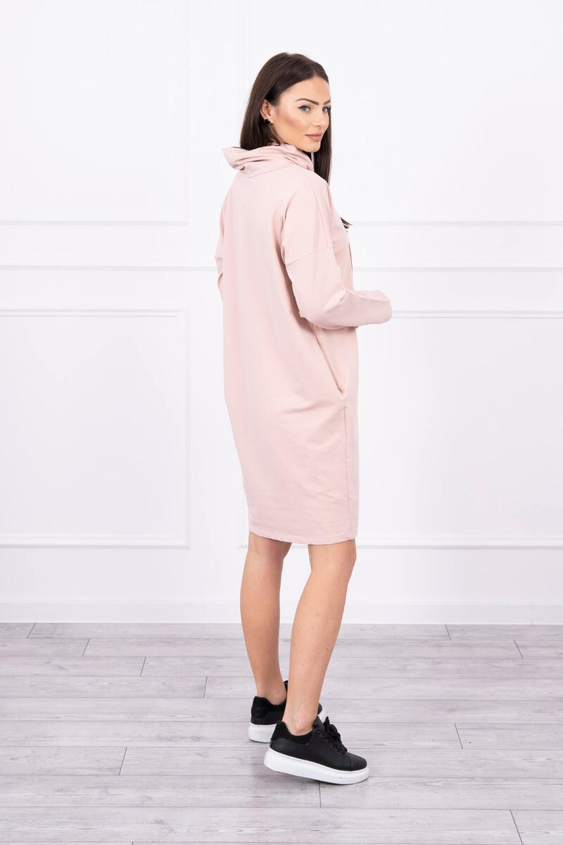 K-Fashion Šaty s kravatou tmavo púdrovo ružové