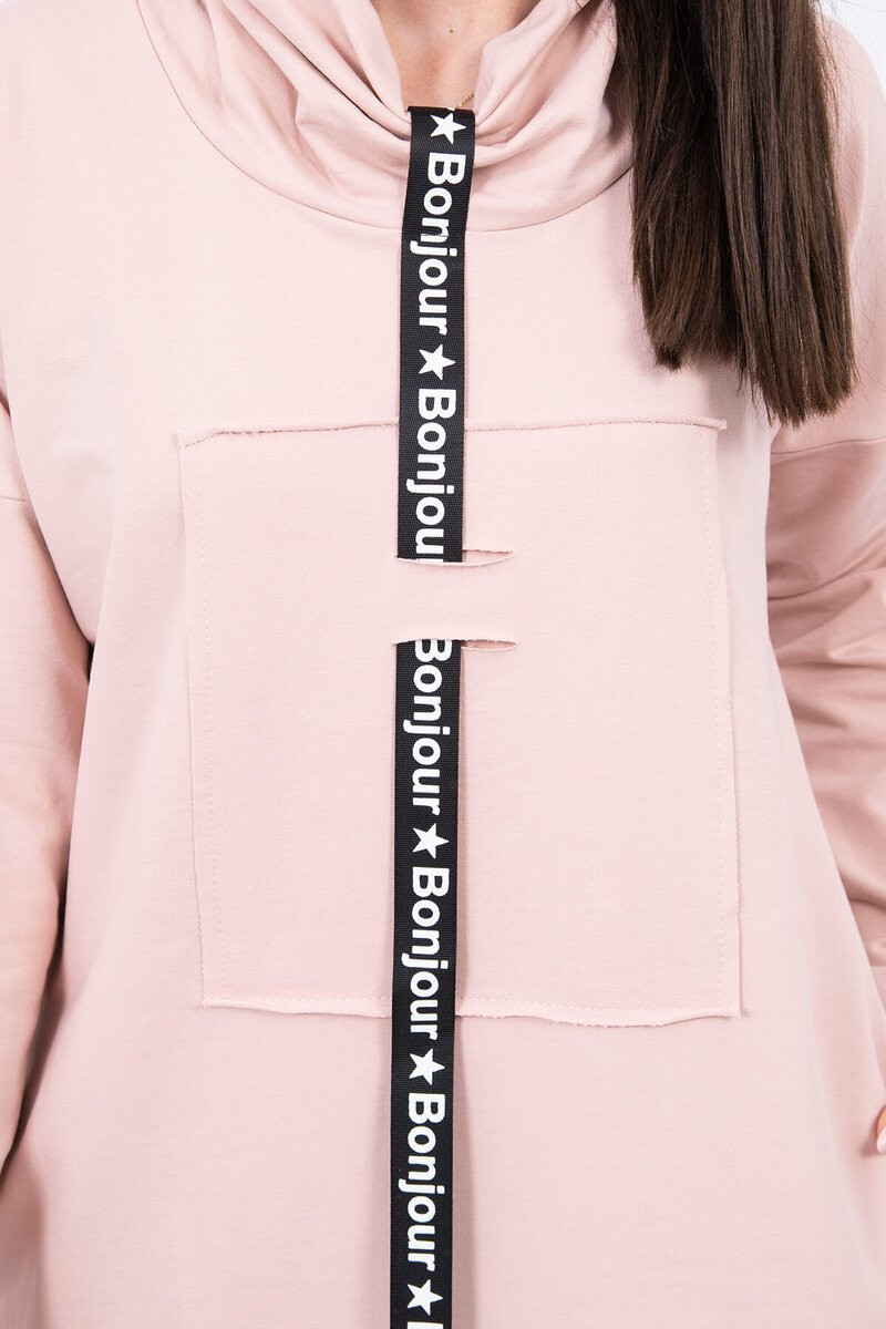 K-Fashion Šaty s kravatou tmavo púdrovo ružové