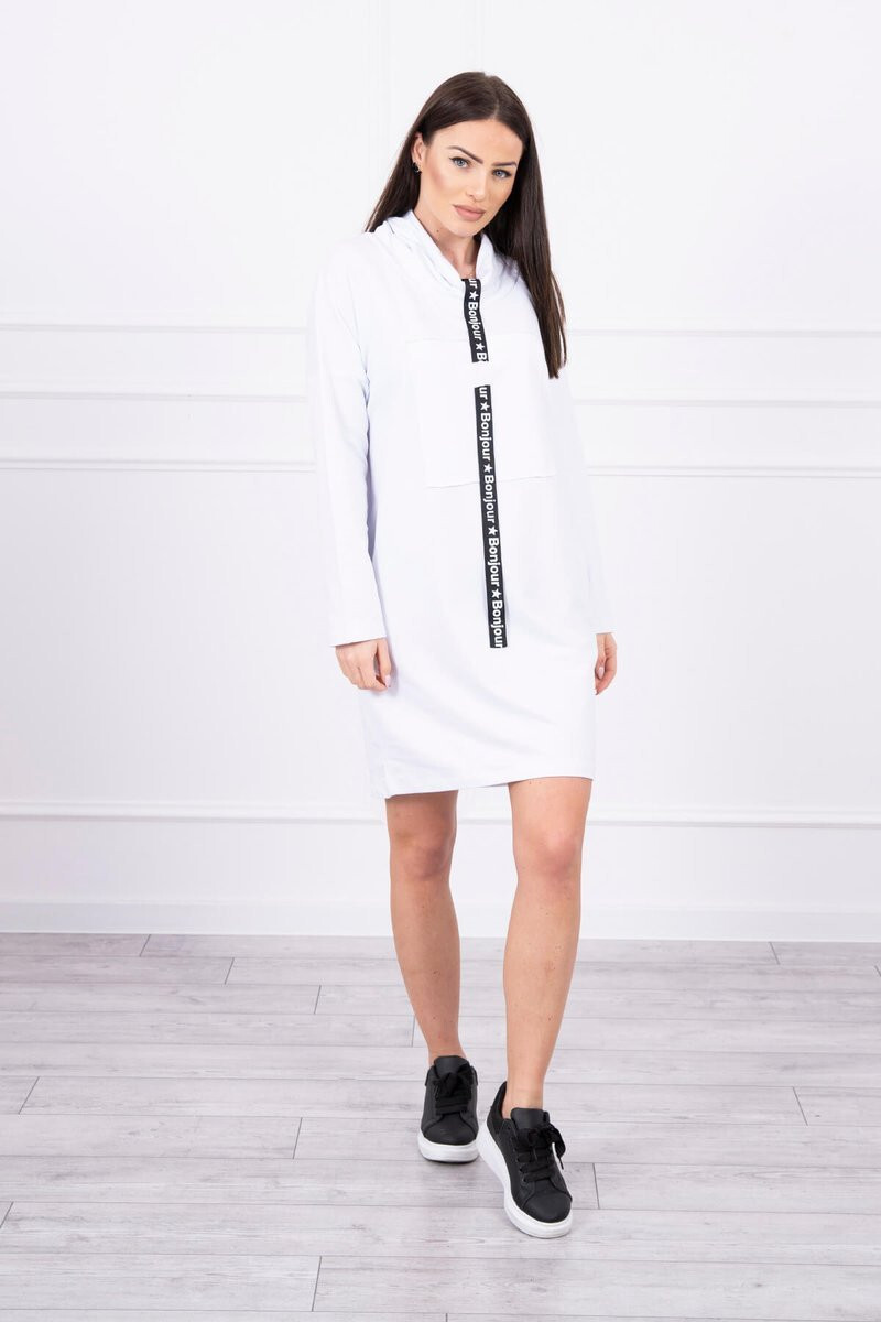 K-Fashion Šaty s kravatou bielej