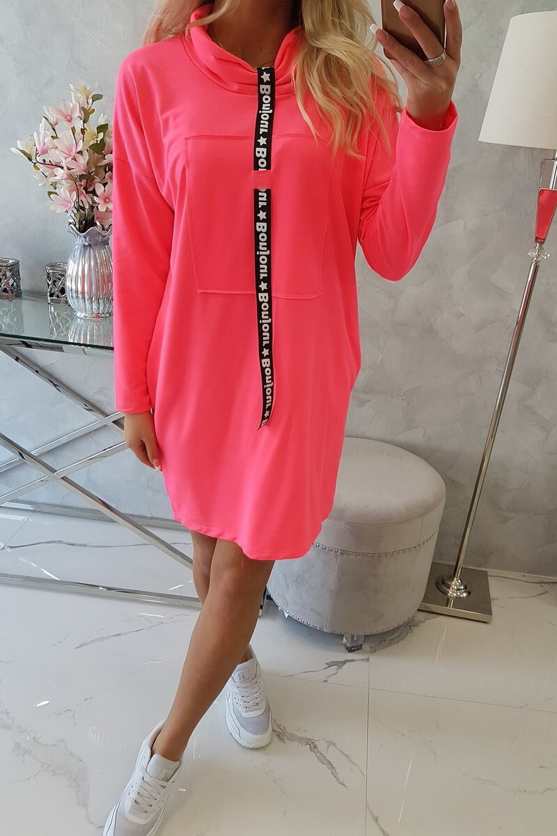 K-Fashion Šaty s kravatou ružové neónové