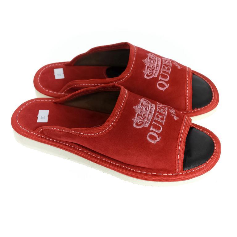 JOHN-C Luxusné dámske červené papuče QUEEN of the HOUSE