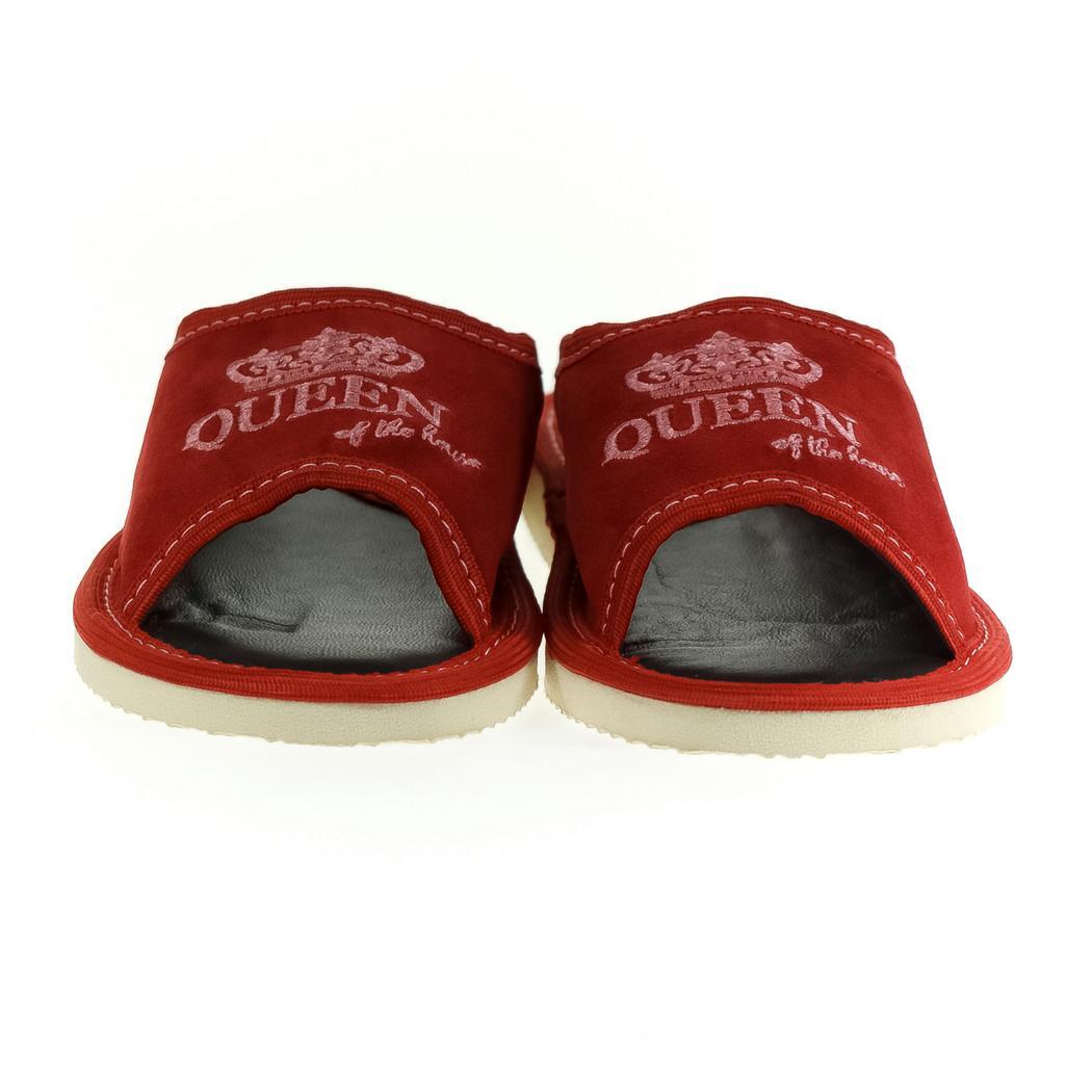 JOHN-C Luxusné dámske červené papuče QUEEN of the HOUSE