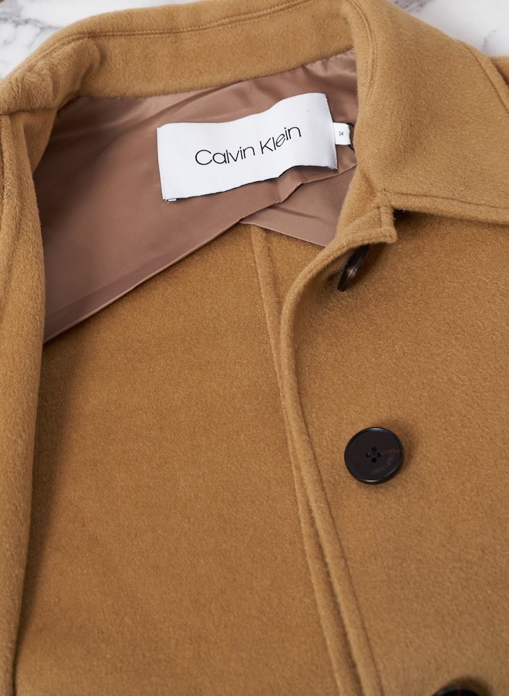 Calvin Klein béžový flaušový kabát