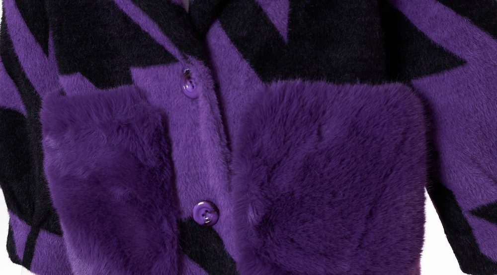 Due Linee Dámsky obojstranný kabát s vreckami fialový