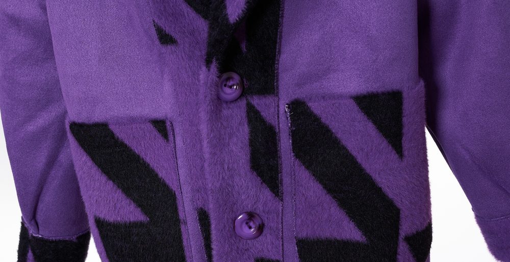 Due Linee Dámsky obojstranný kabát s vreckami fialový