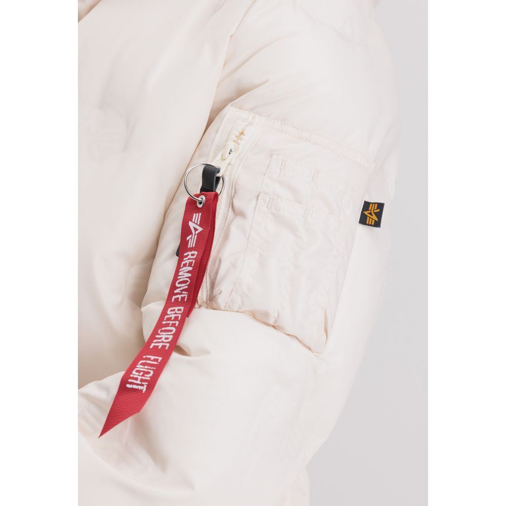 Bunda ALPHA INDUSTRIES Wmn Hooded Logo Puffer biela